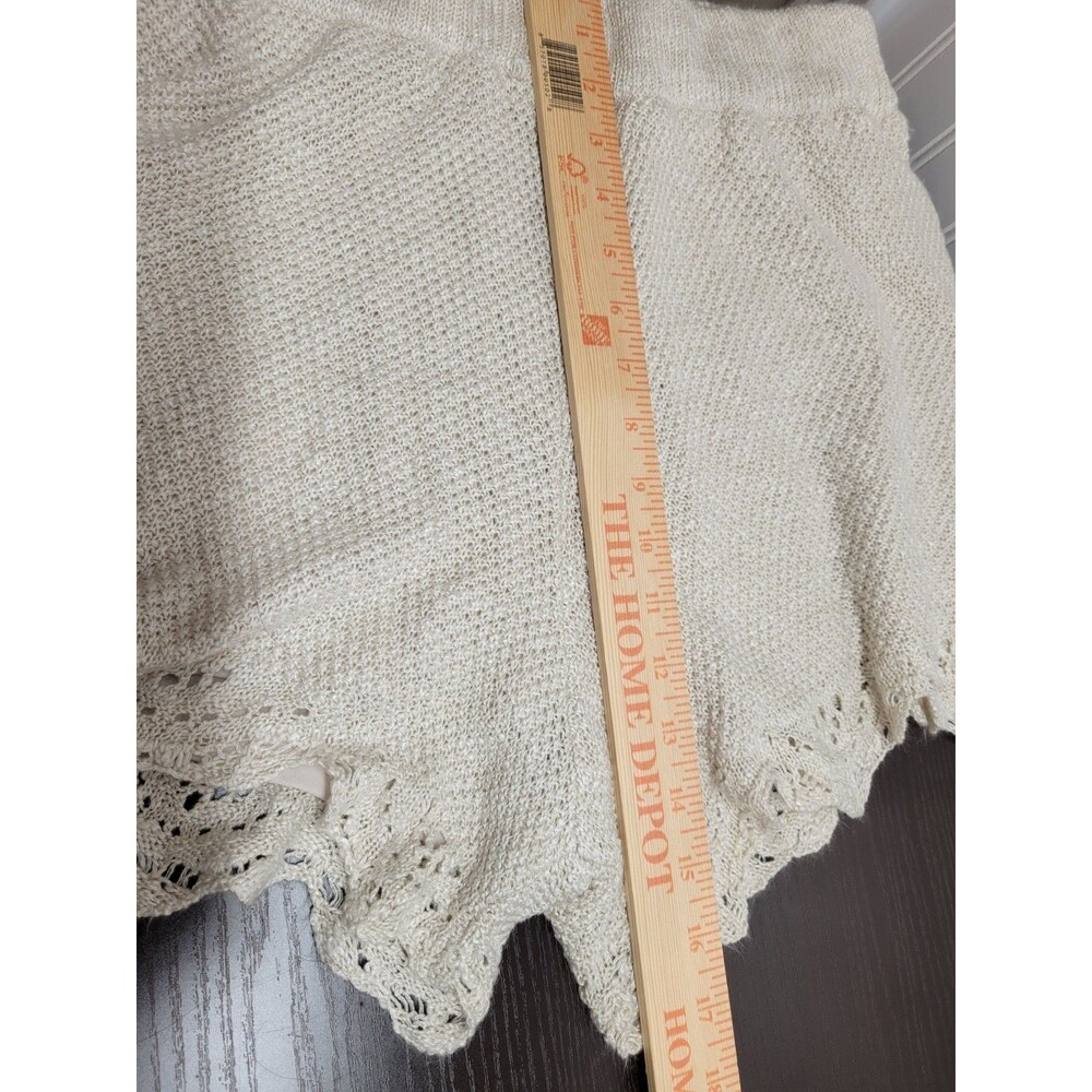LC Lauren Conrad Ivory Crochet Sweater Shorts - Boho Scalloped Hem - Large - Picture 5 of 7